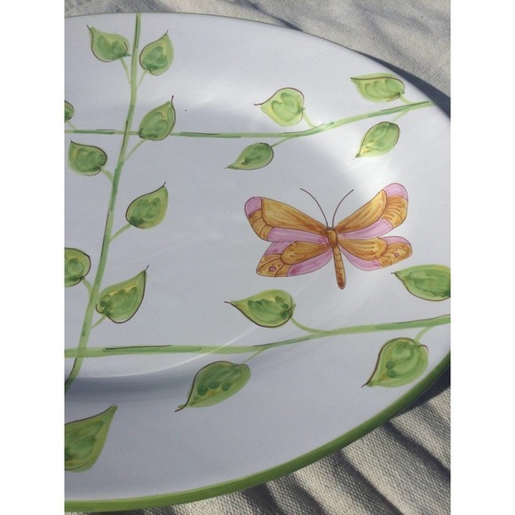 11” spring platter Easter butterfly dinner party gathering green Italy Italian - Picture 2 of 9